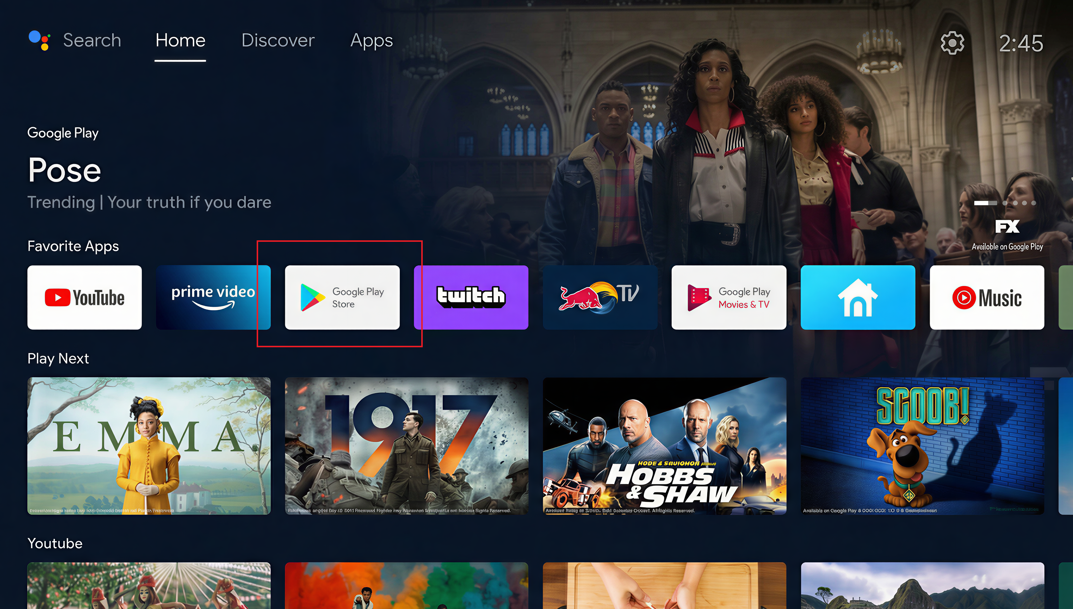 Android Box: Open the apps menu