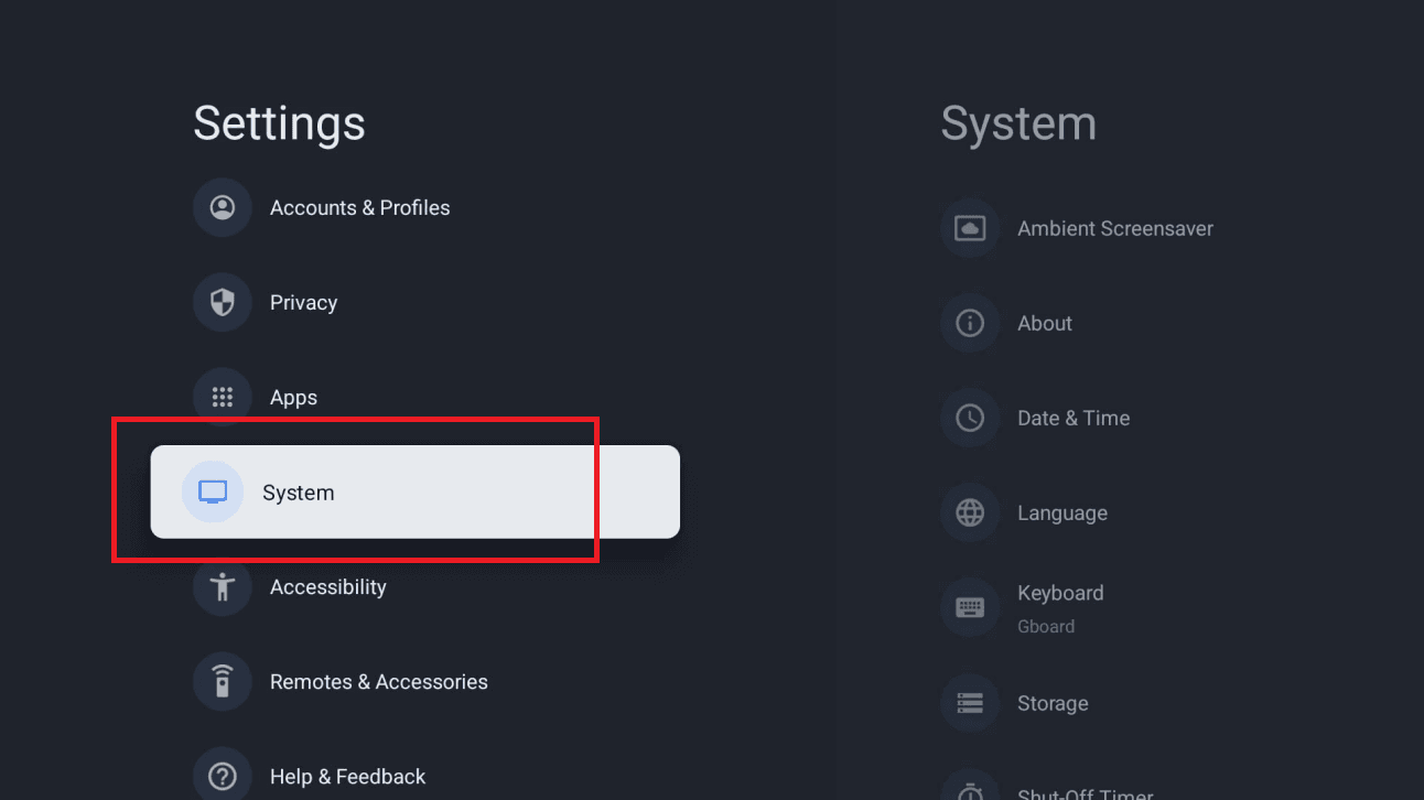 Android Box: Go to System