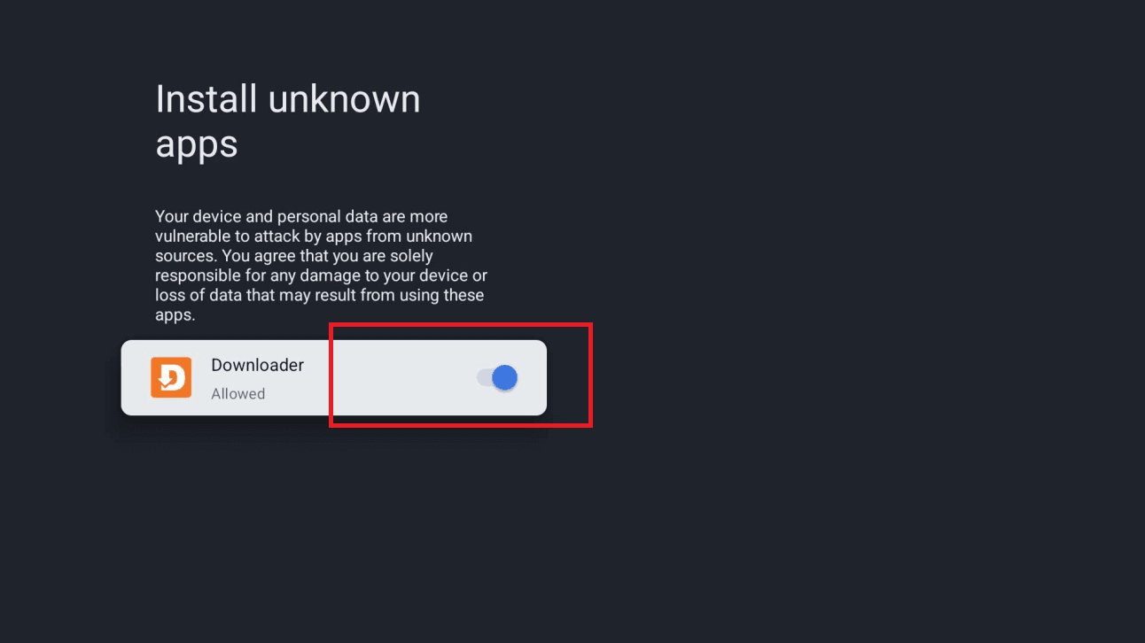Android Box: Enable the Downloader toggle
